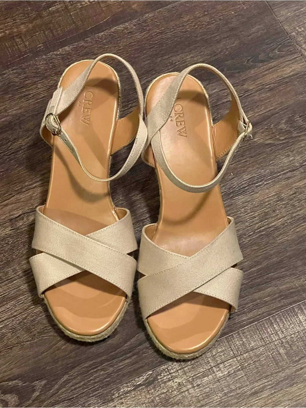 J. Crew Cream Cross-Strap Slingback Wedge Sandals NWOT